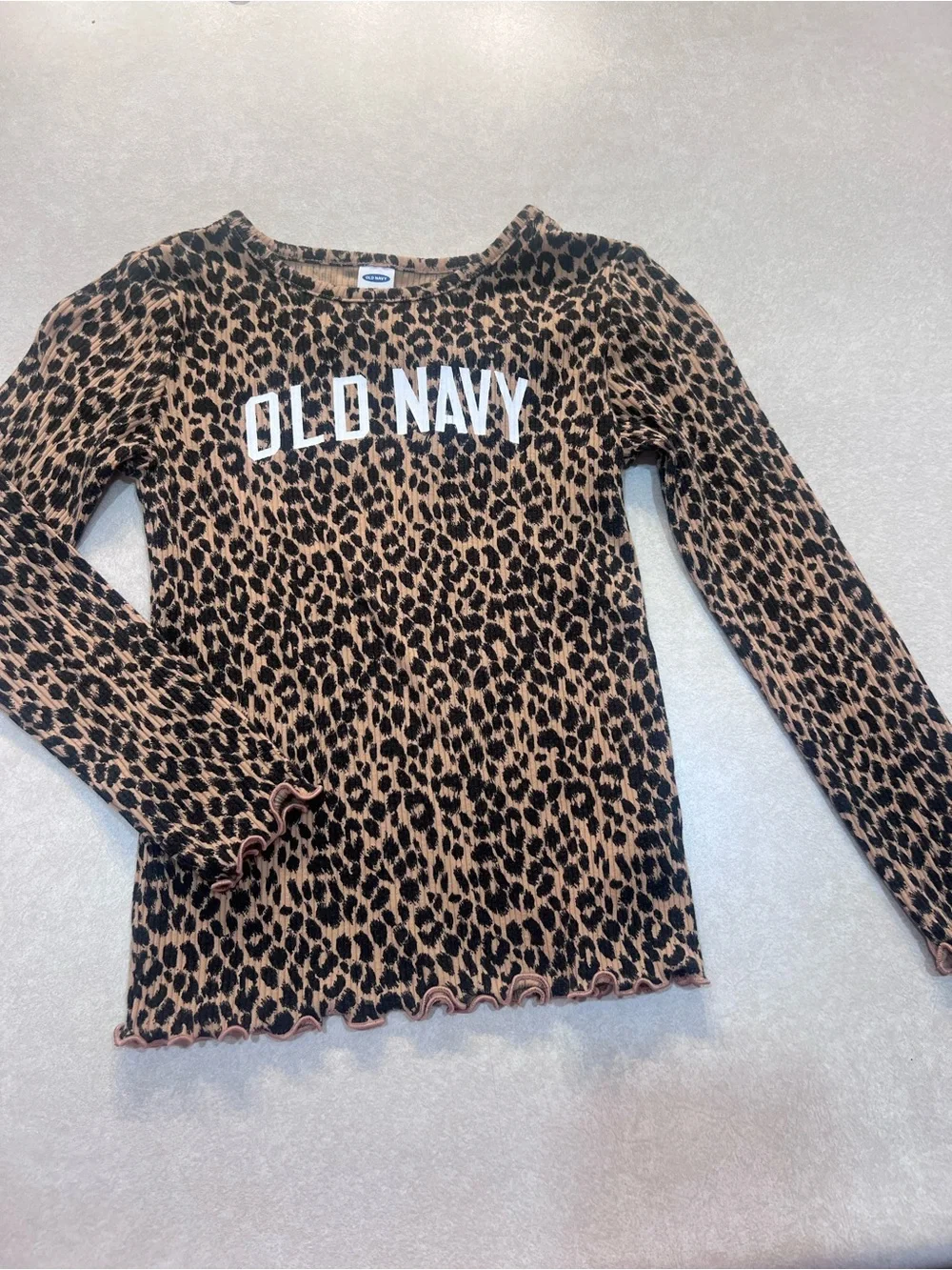 Old Navy Girls' Brown Leopard Print Long Sleeve Top (k)
